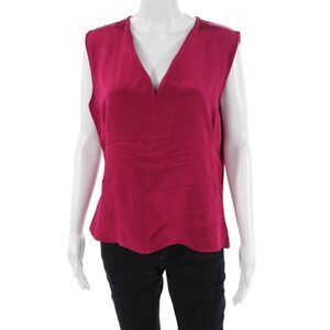 Etro Women Pink Silk V-Neck Sleeveless Blouse Zip Designer Size 48